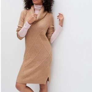Banana Republic Camel Cowl Neck Sweater Dress Size XS